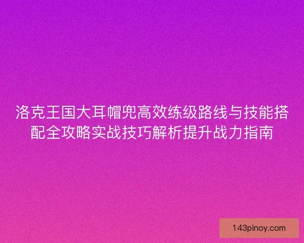 洛克王国大耳帽兜高效练级路线与技能搭配全攻略实战技巧解析提升战力指南